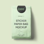 Front View of a Sticker Paper Bag Mockup