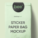 Front View of a Sticker Paper Bag Mockup