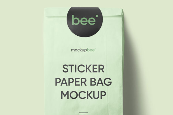 Front View of a Sticker Paper Bag Mockup