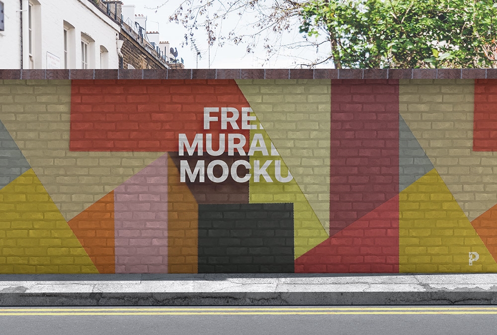 Front View of a Street Mural Wall Mockup
