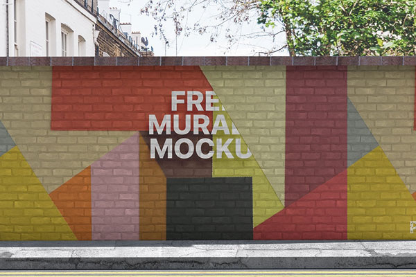 Front View of a Street Mural Wall Mockup