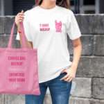 Front View of a T-Shirt and Canvas Bag Mockup