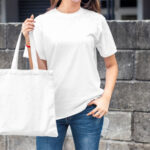 Front View of a T-Shirt and Canvas Bag Mockup