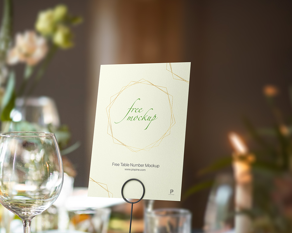 Front View of a Table Number Card Mockup