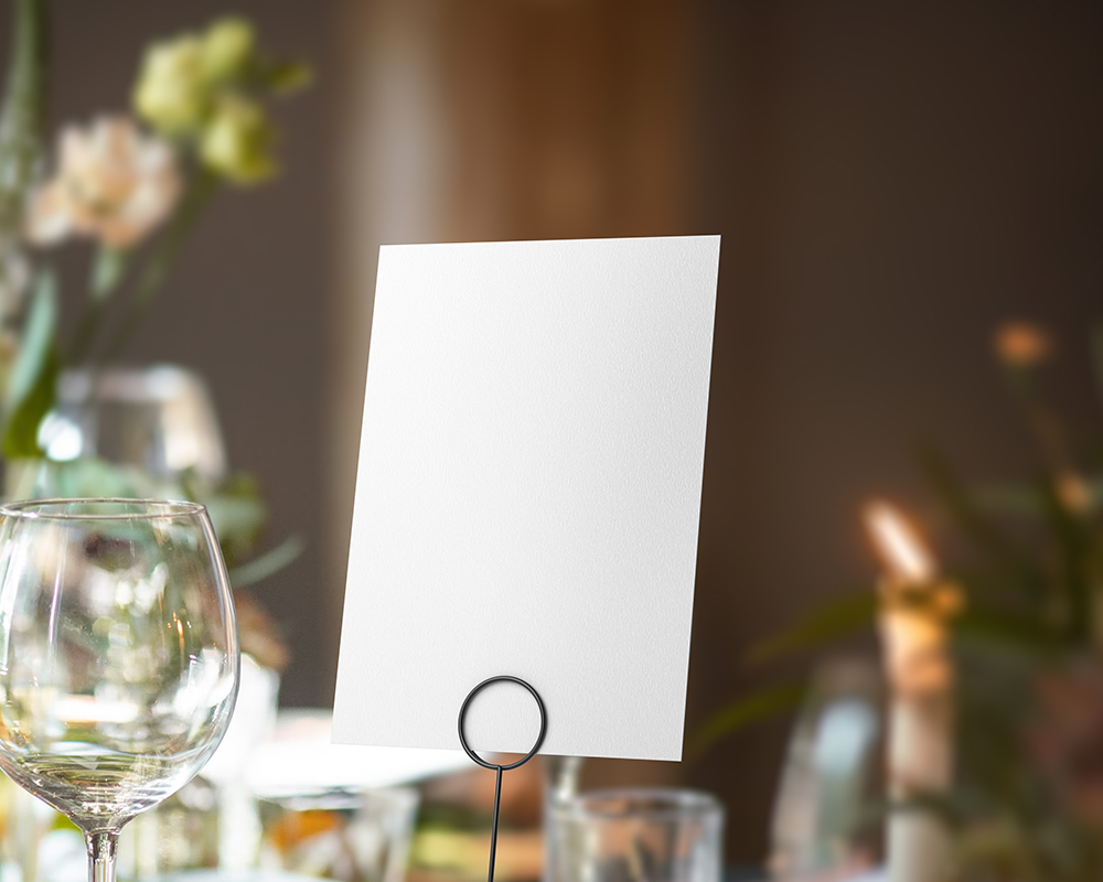 Front View of a Table Number Card Mockup