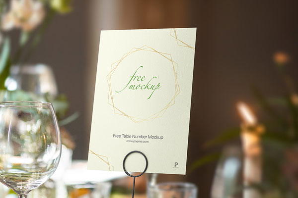 Front View of a Table Number Card Mockup