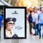 Front View of a Vertical Billboard Mockup in a Public Place
