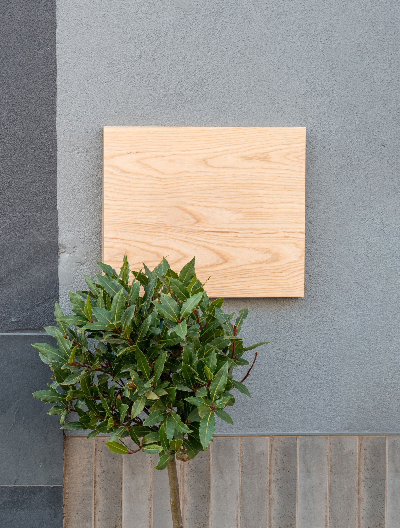Front View of a Wooden Shop Sign on Wall Mockup FREE PSD