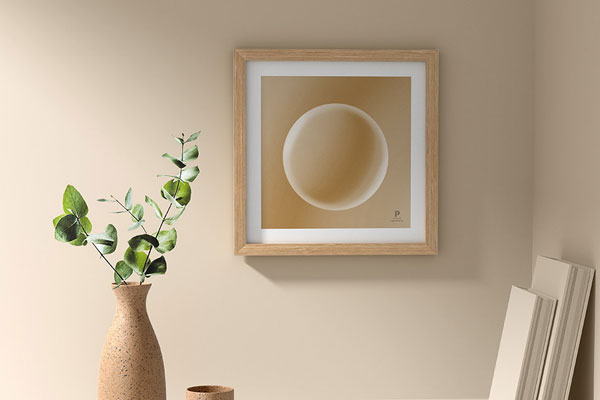 Front View of a Wooden Square Picture Frame Mockup