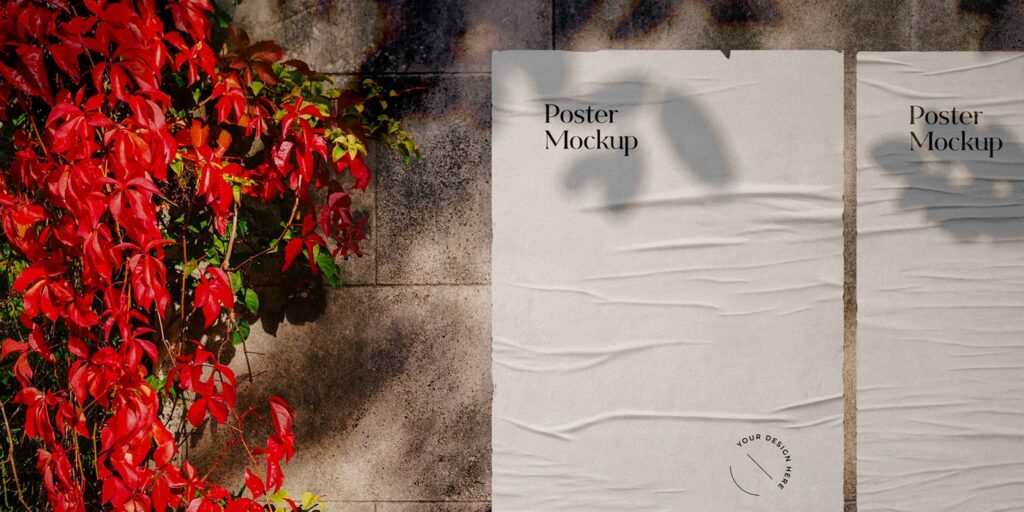 Front View of a Wrinkled Poster Mockup