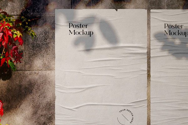 Front View of a Wrinkled Poster Mockup