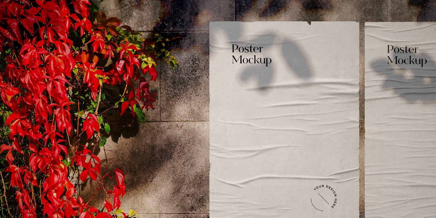 Front View of a Wrinkled Poster Mockup FREE PSD