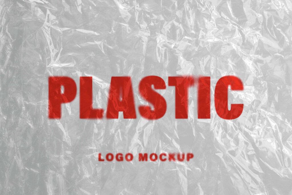 Front View of a Wrinkly Plastic Wrap Logo Mockup