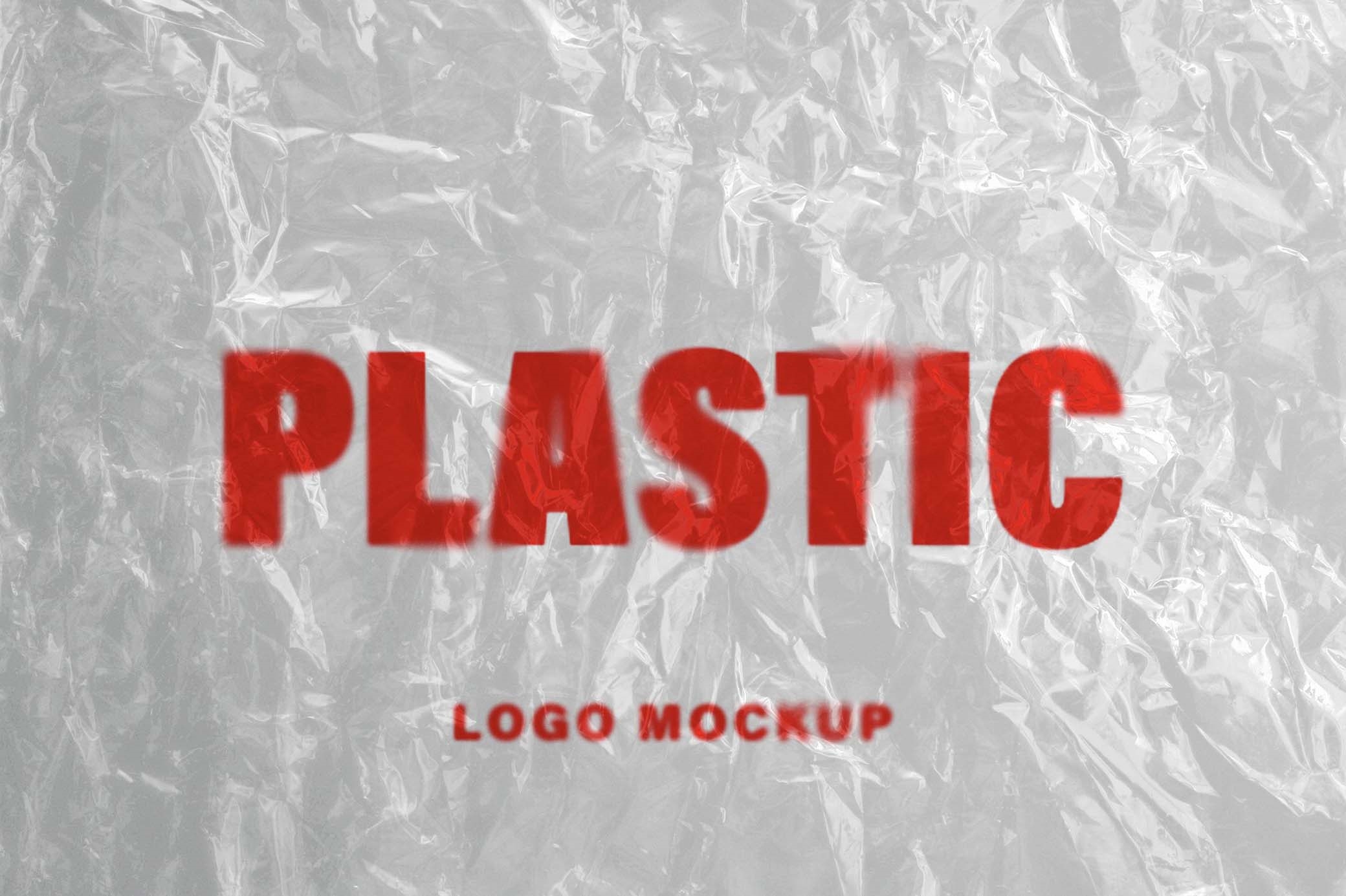 Front View of a Wrinkly Plastic Wrap Logo Mockup FREE PSD