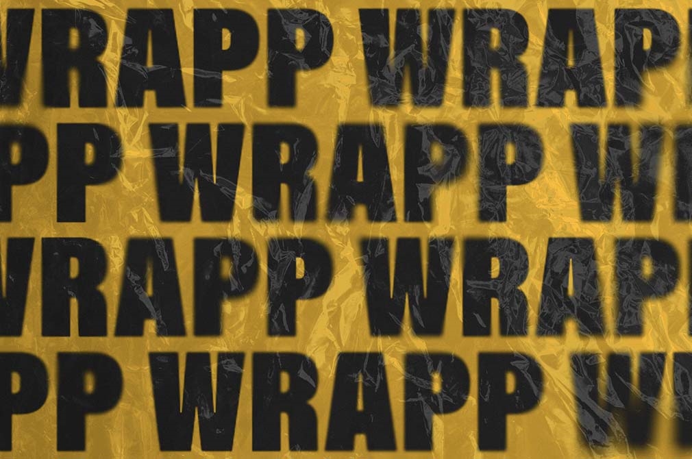 Front View of a Wrinkly Plastic Wrap Logo Mockup