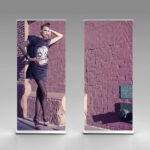 Front View of Advertising Vertical Rollup Stand Mockup