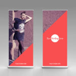 Front View of Advertising Vertical Rollup Stand Mockup