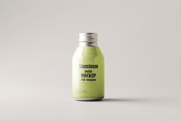 Front View of Aluminum Beverage Bottle Mockup