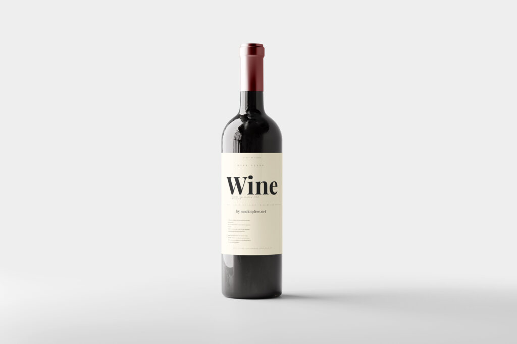 Front View of Amber Glass Wine Bottle Mockup