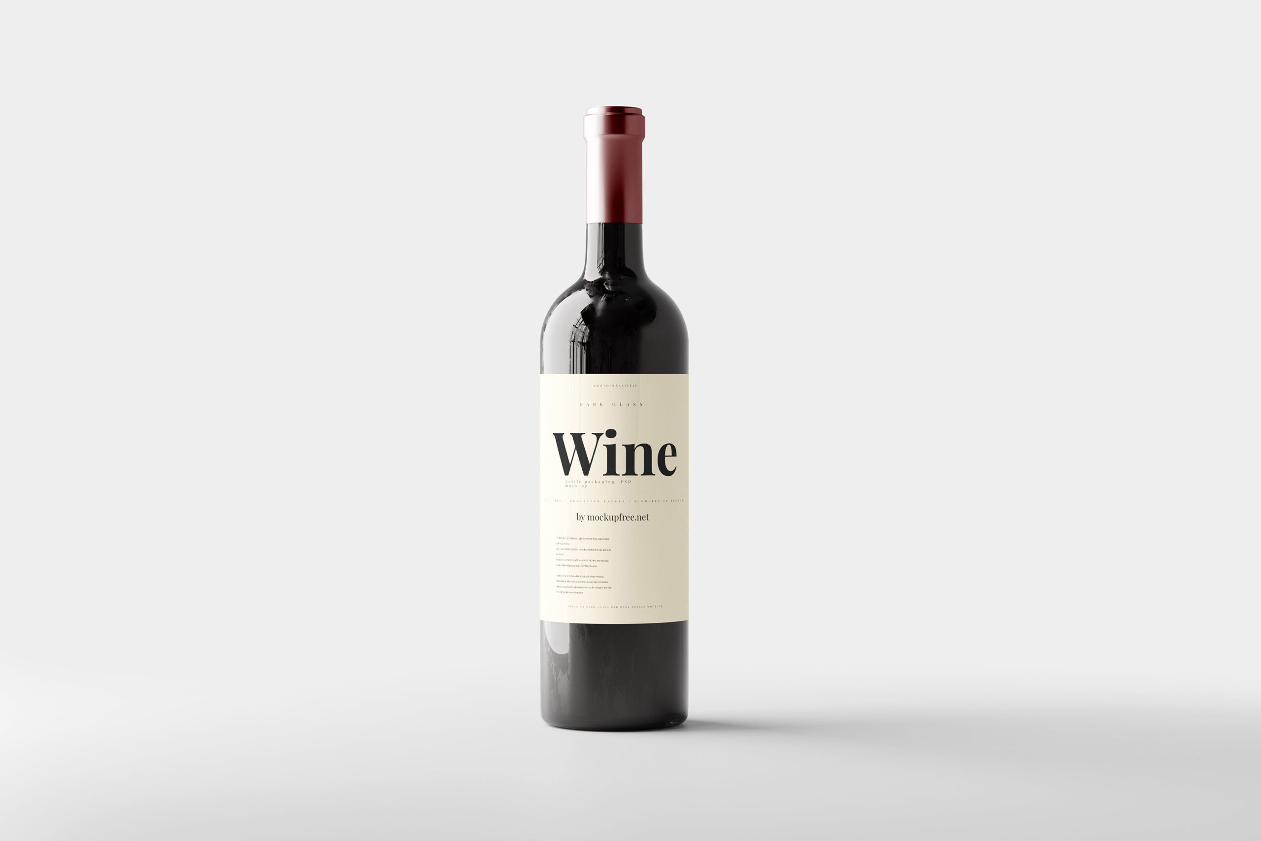 Front View of Amber Glass Wine Bottle Mockup FREE PSD