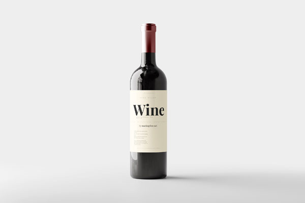 Front View of Amber Glass Wine Bottle Mockup