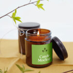 Front View of Amber Jar Candle Label Mockup