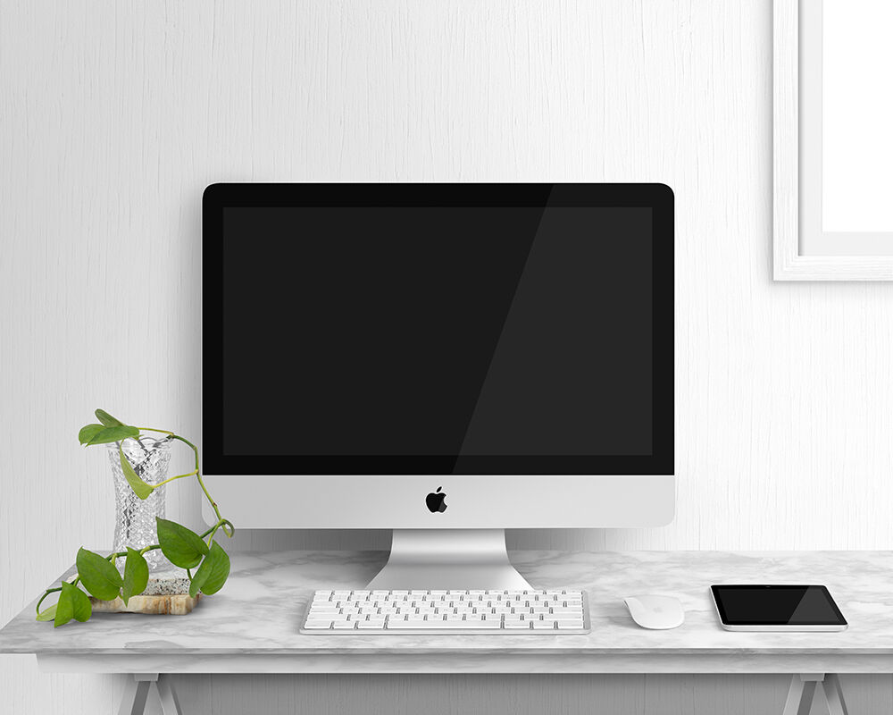 Front View of an iMac and a Tablet Mockup