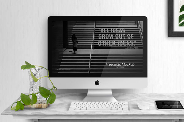 Front View of an iMac and a Tablet Mockup