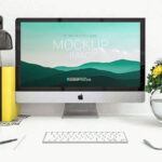 Front View of an iMac on Desk Mockup
