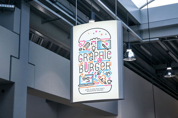 Front View of an Indoor Advertising Sign Mockup