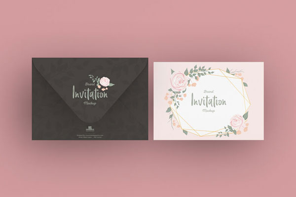 Front View of an Invitation Card and Its Pocket Mockup