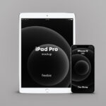 Front View of an iPhone 12 Pro with iPad Pro Mockup