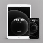 Front View of an iPhone 12 Pro with iPad Pro Mockup