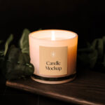 Front View of Artistic Branded Candle Mockup