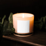 Front View of Artistic Branded Candle Mockup