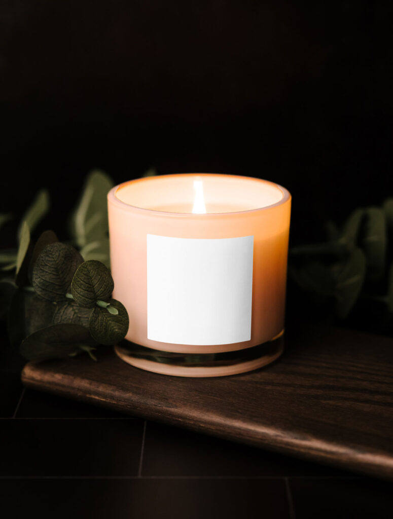 Front View of Artistic Branded Candle Mockup
