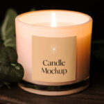 Front View of Artistic Branded Candle Mockup