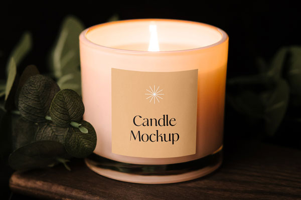 Front View of Artistic Branded Candle Mockup