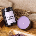 Front View of Artistic Double Candle Mockup on Rustic Setting