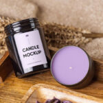 Front View of Artistic Double Candle Mockup on Rustic Setting