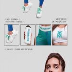 Front View of Athletic Woman Wearing Sportswear with a Bottle Mockup