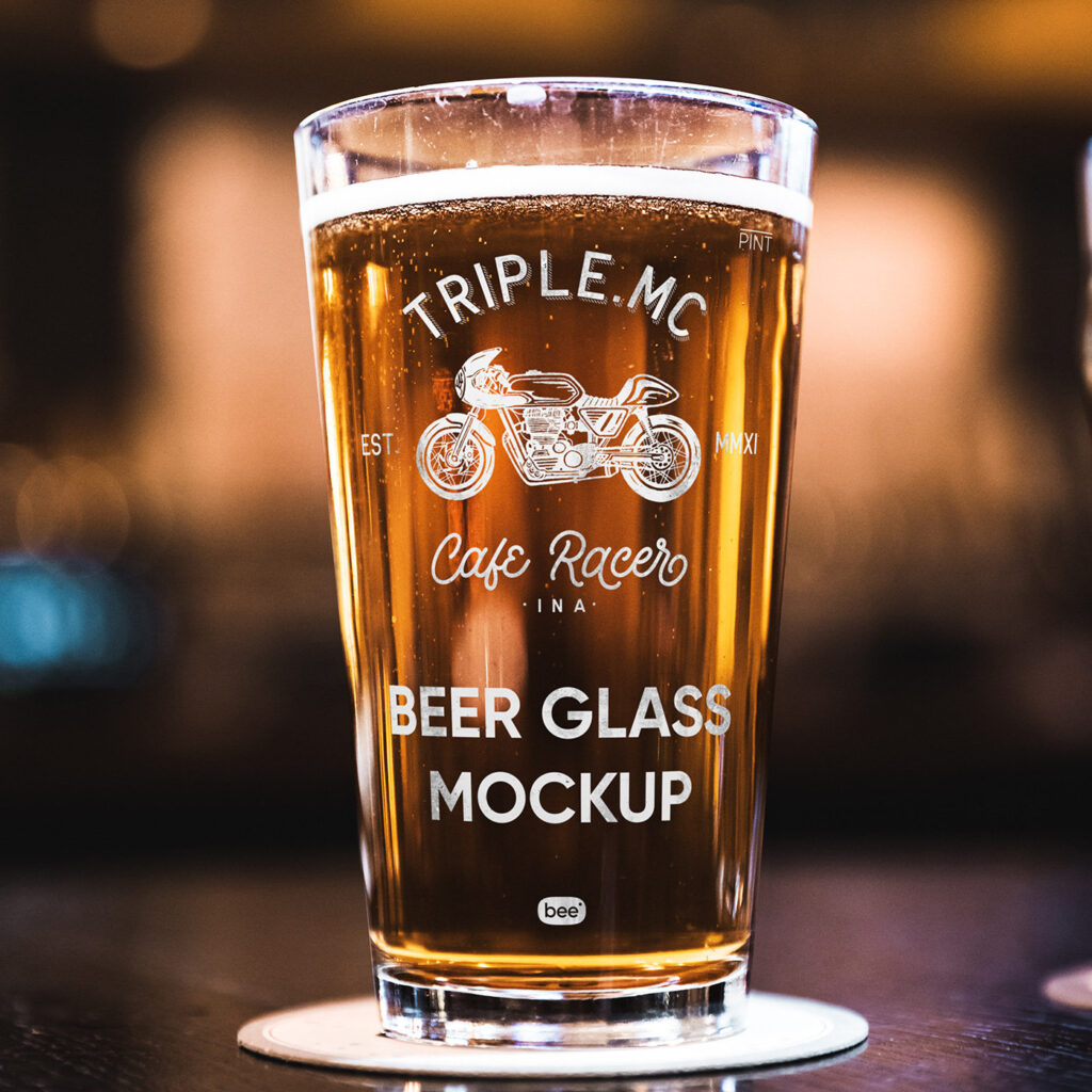 Front View of Beer Pint Mockup
