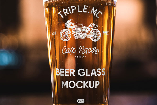 Front View of Beer Pint Mockup
