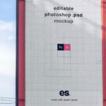 Front View of Big Vertical Billboard Mockup with Metallic Frame