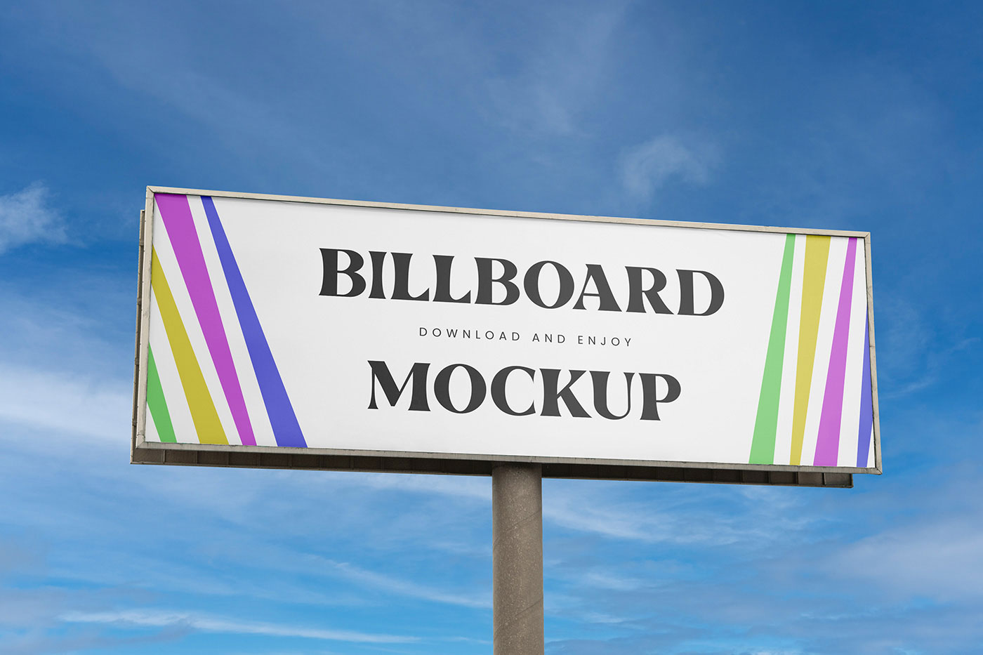 Free Front View of Big Wide Billboard Mockup PSD Template