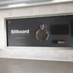 Front View of Billboard on Metro Station’s Wall Mockup