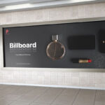 Front View of Billboard on Metro Station’s Wall Mockup
