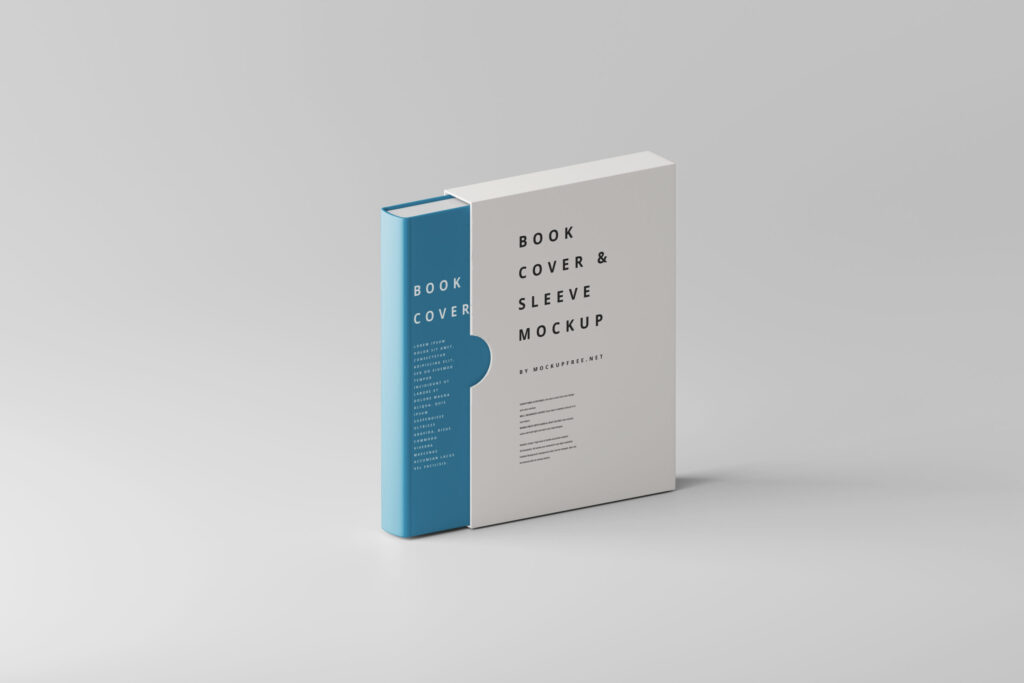 Front View of Book Cover Mockup with Packing Sleeve