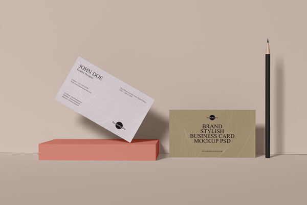 Front View of Both Sides of a Business Card Mockup