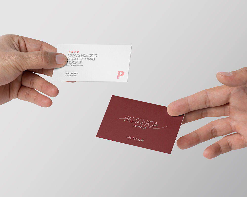 Front View of Both Sides of a Rectangular Business Card Mockup